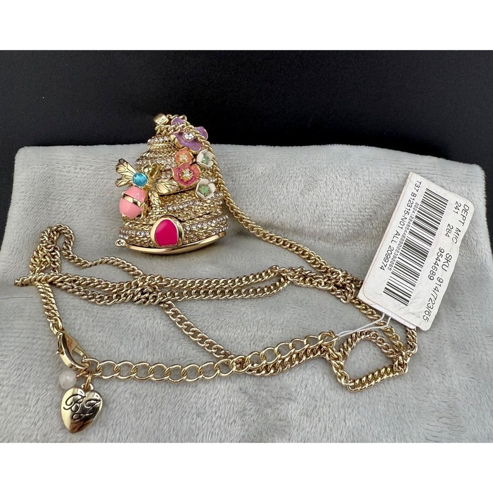 Betsey Johnson Gold Tone Multi-Color Enamel Flower Pendant Necklace